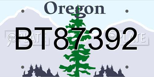 BT87392 Oregon License Plate
