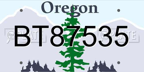 BT87535 Oregon License Plate