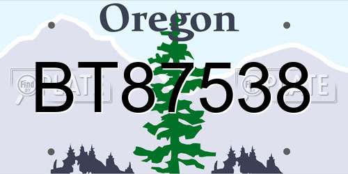 BT87538 Oregon License Plate