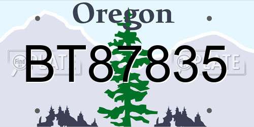 BT87835 Oregon License Plate