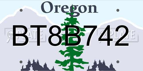 BT8B742 Oregon License Plate