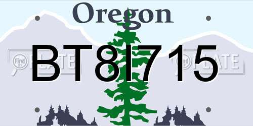 BT8I715 Oregon License Plate