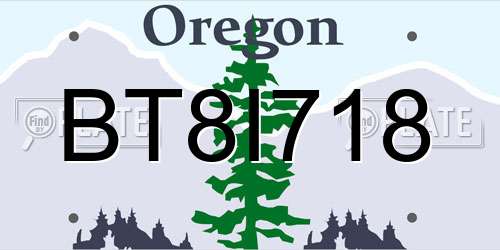 BT8I718 Oregon License Plate