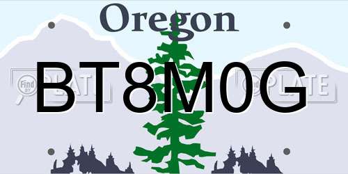 BT8M0G Oregon License Plate