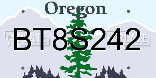 BT8S242 Oregon License Plate