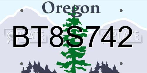 BT8S742 Oregon License Plate
