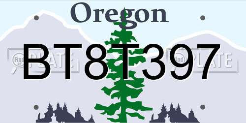 BT8T397 Oregon License Plate