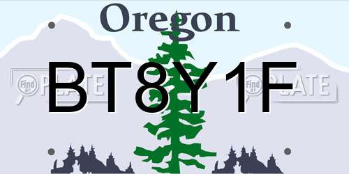 BT8Y1F Oregon License Plate