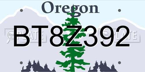 BT8Z392 Oregon License Plate