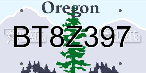 BT8Z397 Oregon License Plate