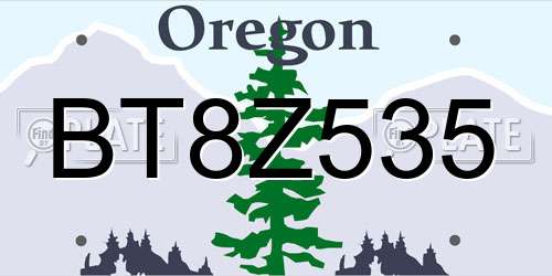 BT8Z535 Oregon License Plate