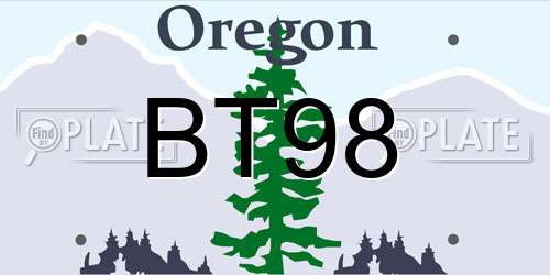 BT98 Oregon License Plate