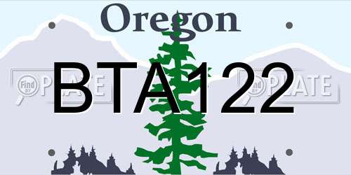BTA122 Oregon License Plate