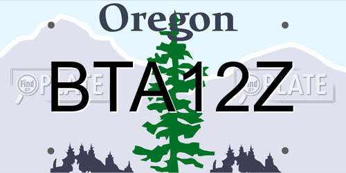 BTA12Z Oregon License Plate