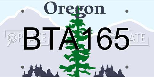 BTA165 Oregon License Plate