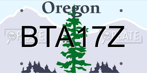 BTA17Z Oregon License Plate