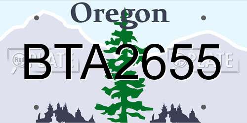 BTA2655 Oregon License Plate