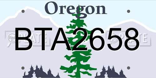 BTA2658 Oregon License Plate