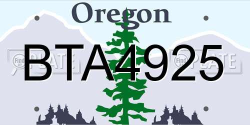 BTA4925 Oregon License Plate