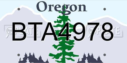 BTA4978 Oregon License Plate