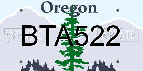 BTA522 Oregon License Plate
