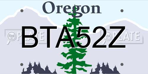 BTA52Z Oregon License Plate
