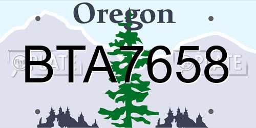 BTA7658 Oregon License Plate