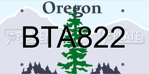BTA822 Oregon License Plate