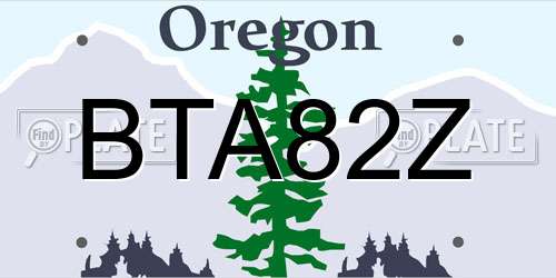 BTA82Z Oregon License Plate