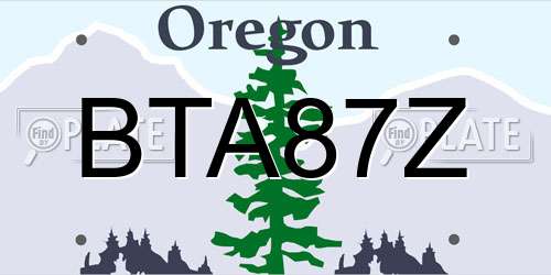 BTA87Z Oregon License Plate
