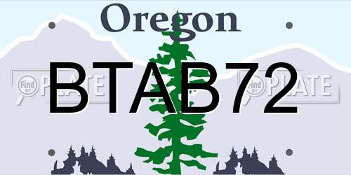 BTAB72 Oregon License Plate