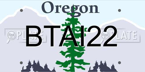 BTAI22 Oregon License Plate