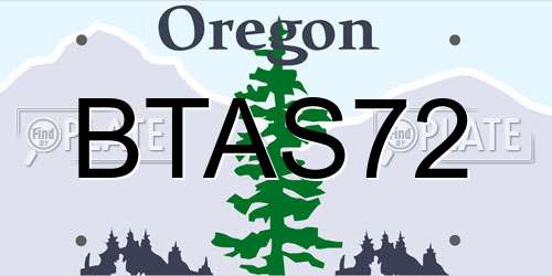 BTAS72 Oregon License Plate