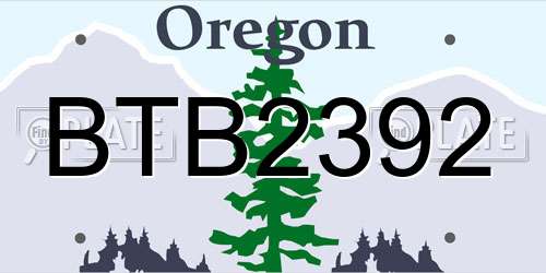 BTB2392 Oregon License Plate