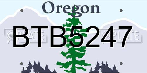BTB5247 Oregon License Plate