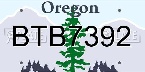 BTB7392 Oregon License Plate