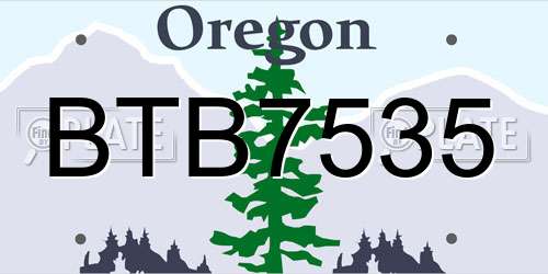BTB7535 Oregon License Plate