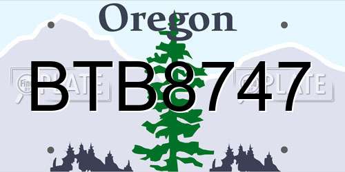 BTB8747 Oregon License Plate