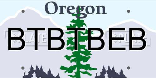 BTBTBEB Oregon License Plate