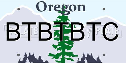 BTBTBTC Oregon License Plate
