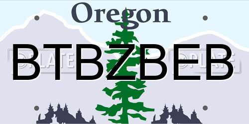 BTBZBEB Oregon License Plate