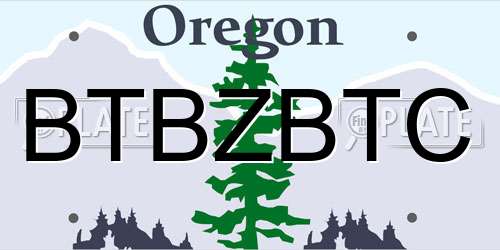 BTBZBTC Oregon License Plate