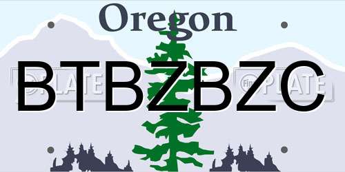 BTBZBZC Oregon License Plate