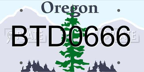 BTD0666 Oregon License Plate