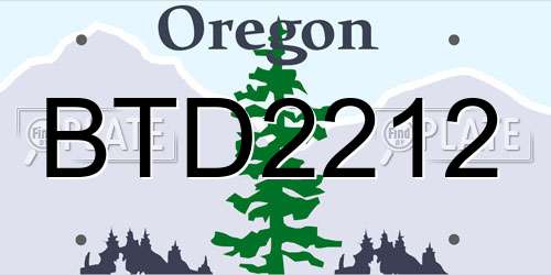 BTD2212 Oregon License Plate