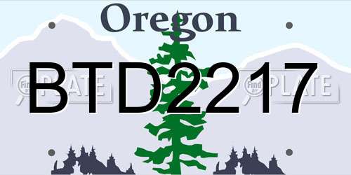 BTD2217 Oregon License Plate