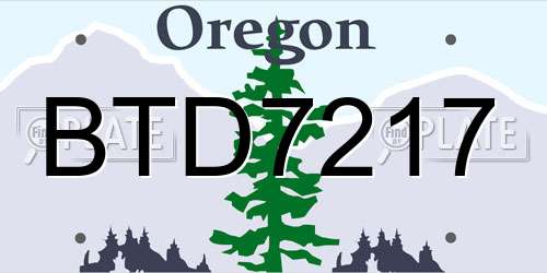 BTD7217 Oregon License Plate