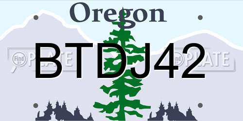 BTDJ42 Oregon License Plate