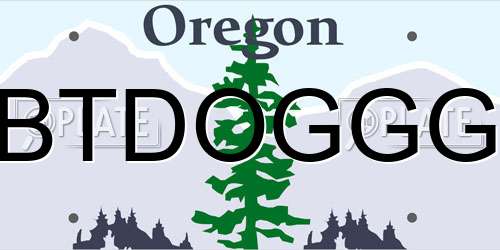 BTDOGGG Oregon License Plate