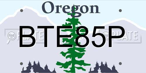BTE85P Oregon License Plate